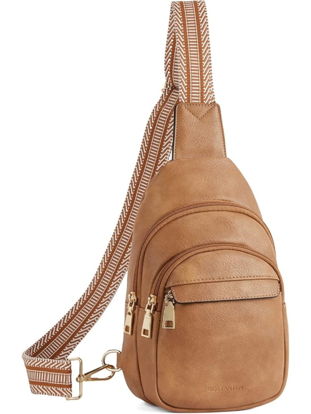 Women's Camel Leather Adjustable Strap Crossbody Fanny Pack Boho Sling Chest Bag